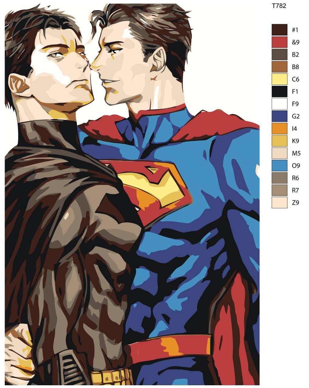 

Картина по номерам BRUSHES-PAINTS T782, Бетмен и Супермен