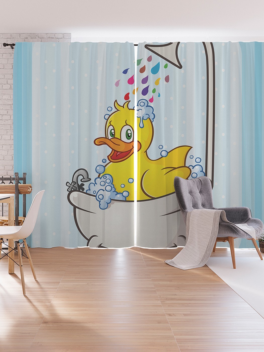 

Шторы под лён JoyArty "Счастливая утка", серия Oxford DeLux, 340х265 см, Счастливая утка