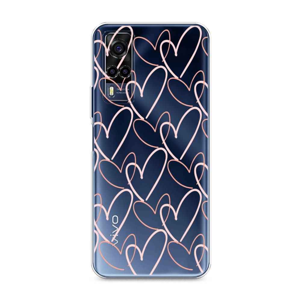

Чехол на Vivo Y53s 4G "Узор из сердечек", Розовый;бежевый, 264950-6