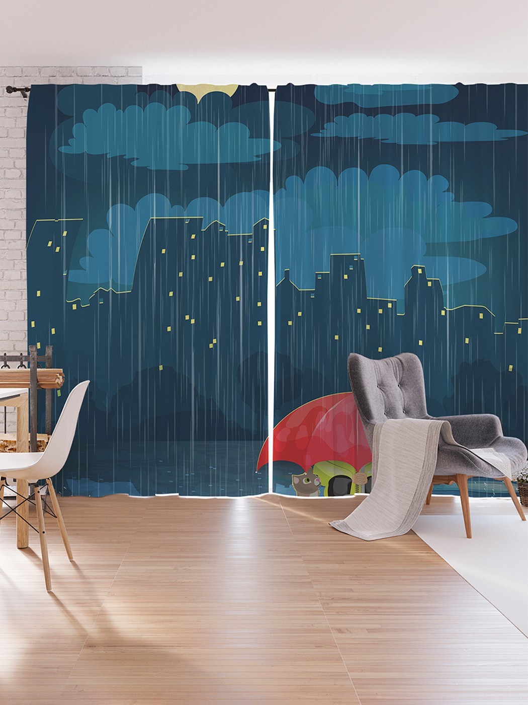 

Шторы под лён JoyArty "Дождевое укрытие", серия Oxford DeLux, 340х265 см, Дождевое укрытие