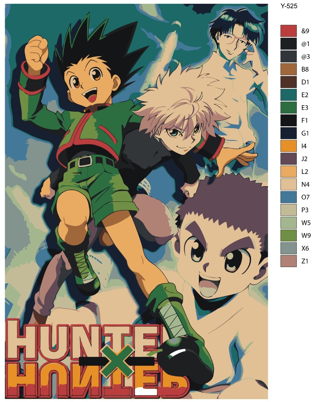 

Картина по номерам BRUSHES-PAINTS Y-525, Hunter x Hunter (Хантер х Хантер). Киллуа Золдик, Гон Фрикс, Уинг, Зуши. Аниме