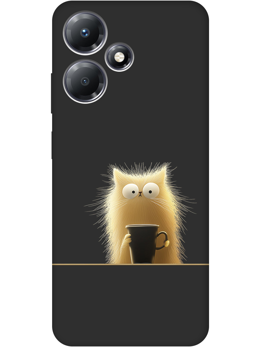 

Силиконовый чехол на Infinix Hot 30 Play с принтом "Котик с кружкой" матовый черный, Золотистый;белый;черный, 773941012