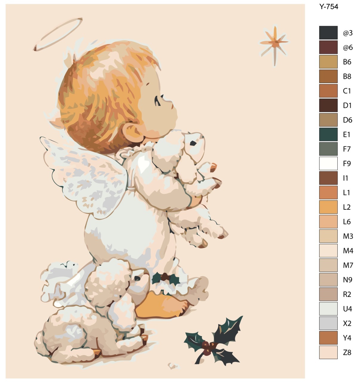 

Картина по номерам BRUSHES-PAINTS Y-754, Малыш Ангел и барашки