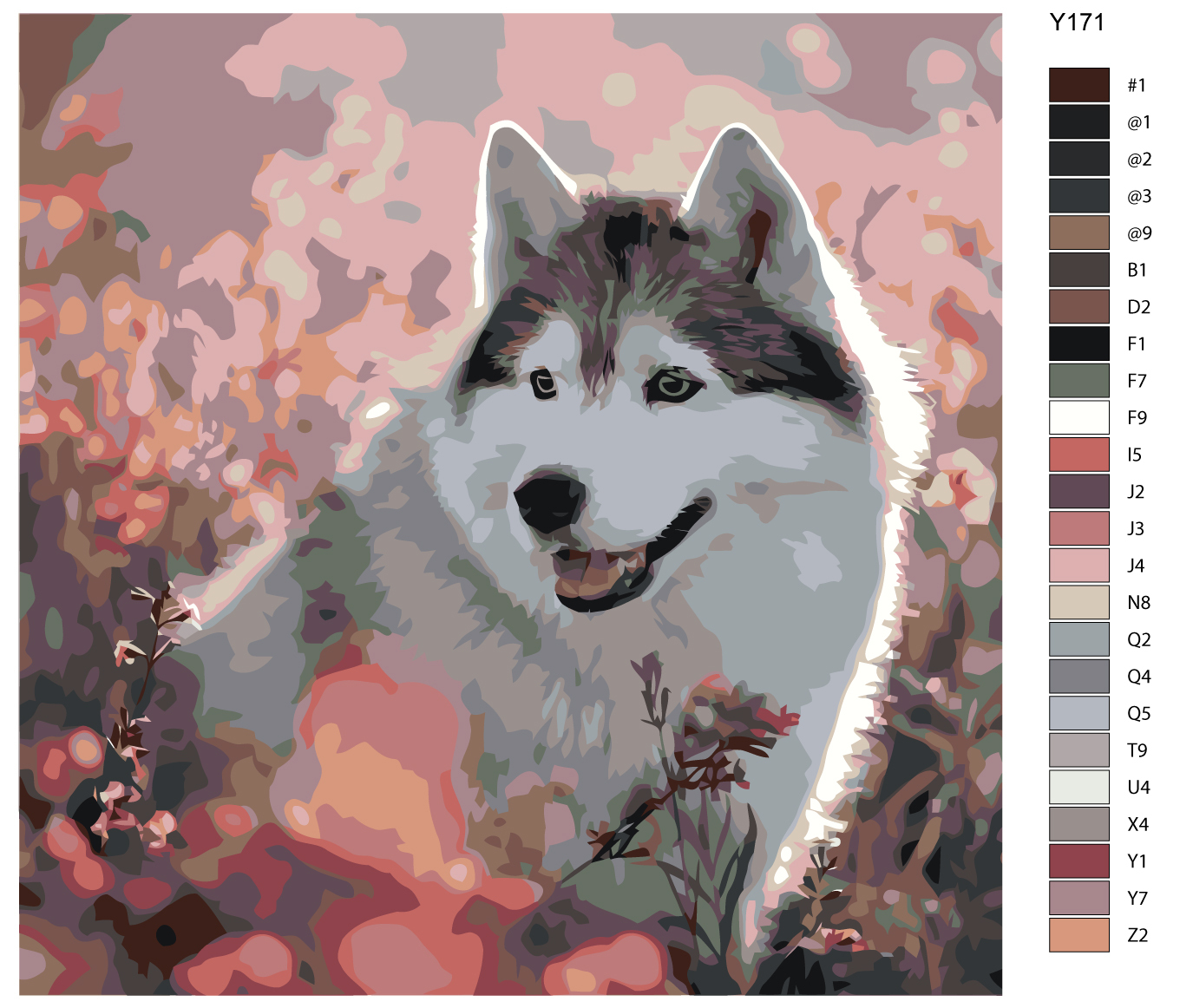 

Картина по номерам BRUSHES-PAINTS Y-171, Сибирский хаски в полевых цветах. Собака
