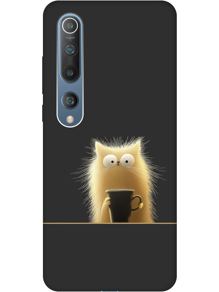 

Силиконовый чехол на Xiaomi Mi 10 с принтом "Котик с кружкой" матовый черный, Золотистый;белый;черный, 722821112