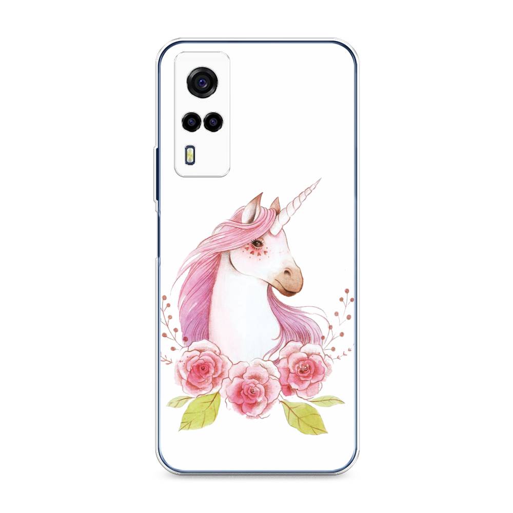 

Чехол для Vivo Y53s 4G "Единорог цветы", Белый;розовый;серый, 264950-1