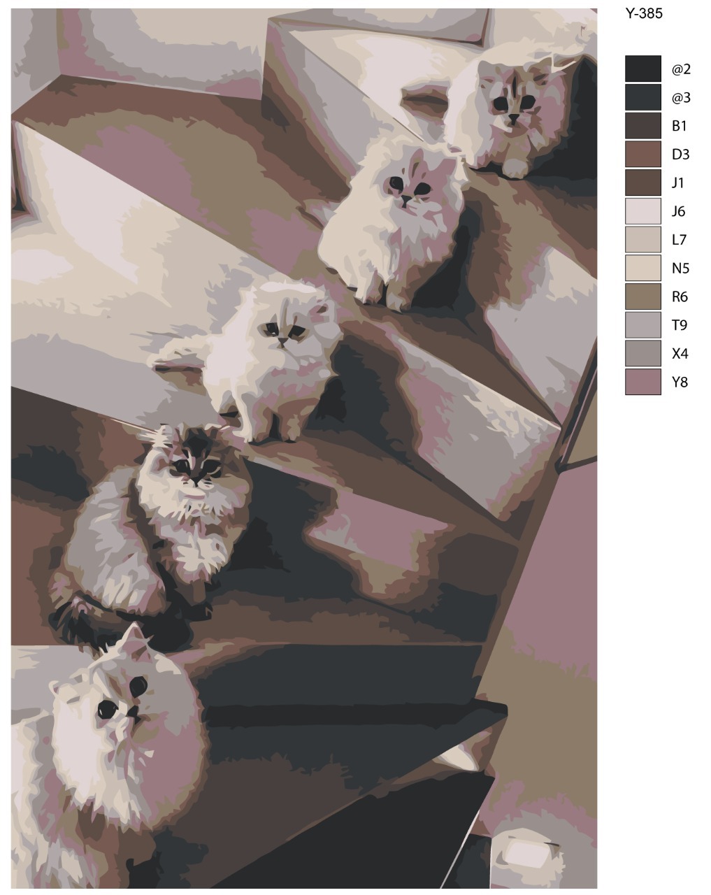 

Картина по номерам BRUSHES-PAINTS Y-385, Милые котята на лестнице