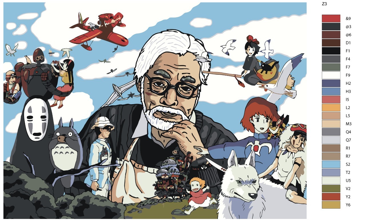 

Картина по номерам BRUSHES-PAINTS Z3, Хаяо Миядзаки и герои