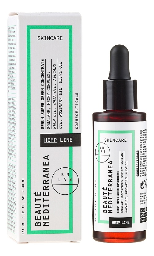 Сыворотка для лица Beaute Mediterranea Hemp Line Serum Super Green Concentrate 30мл vely vely сыворотка для лица bakuchiol super biome lifting ampoule 100 0