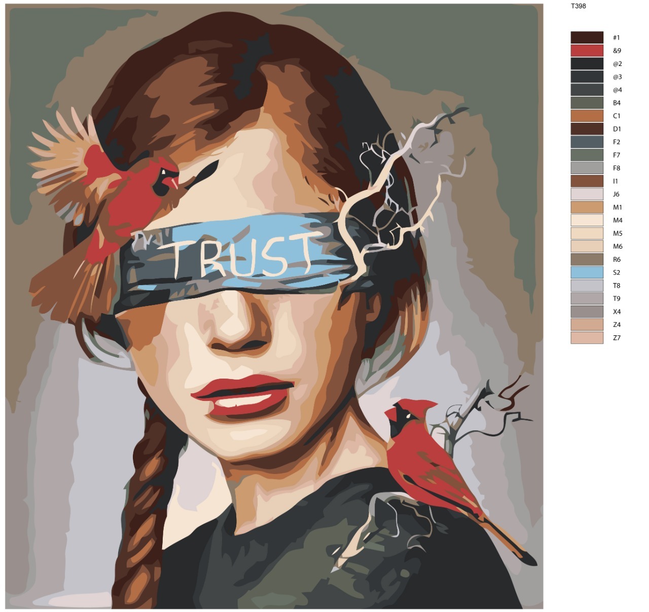 

Картина по номерам BRUSHES-PAINTS Т398, Девушка с завязанными глазами