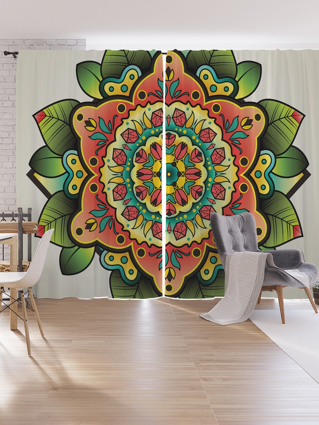 

Шторы под лён JoyArty "Фольклорная мандала", серия Oxford DeLux, 340х265 см, Фольклорная мандала