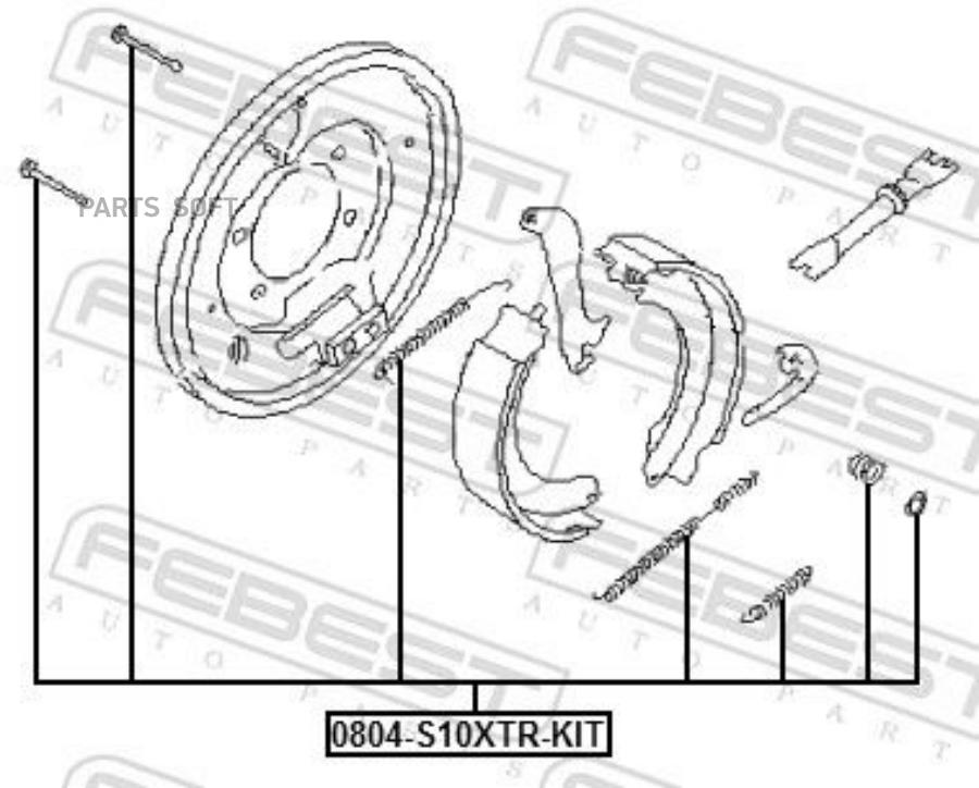 

Монтажный комплект барабанных колодок FEBEST 0804s10xtrkit