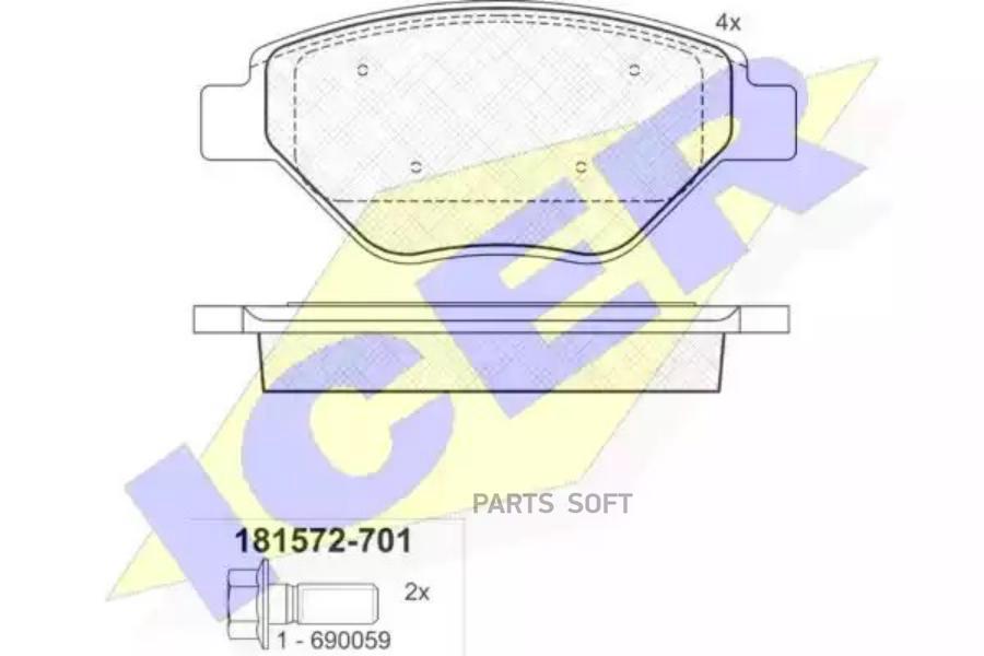 

Тормозные колодки ICER передние для Renault Megane II 181572701