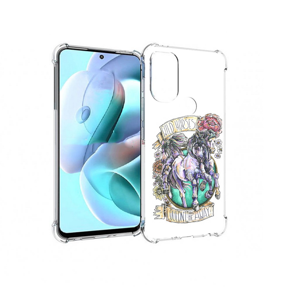 

Чехол MyPads Tocco для Motorola Moto G71 рисунок коней в цветах (PT227080.353.582), Прозрачный, Tocco
