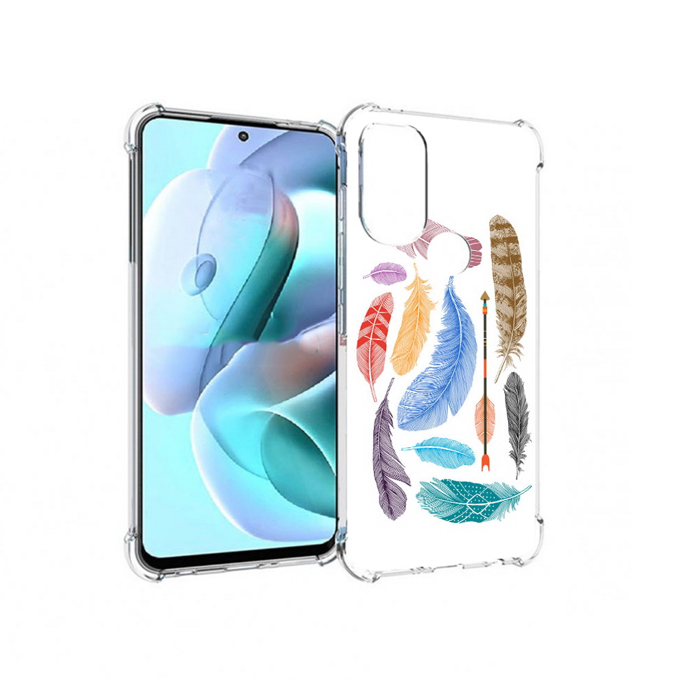 

Чехол MyPads Tocco для Motorola Moto G71 разноцветные перья (PT227080.353.572), Прозрачный, Tocco