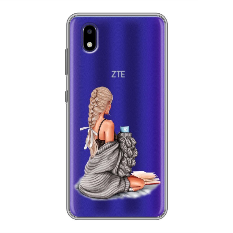 фото Полупрозрачный дизайнерский силиконовый чехол для zte blade a3 (2020) девушка и кофе 100gadgets