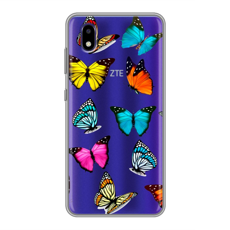 фото Полупрозрачный дизайнерский силиконовый чехол для zte blade a3 (2020) прозрачные бабочки 100gadgets