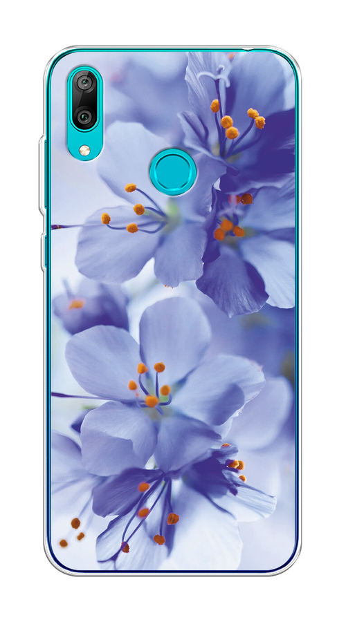 

Чехол на Huawei Y7 2019 "Фиолетовые цветки", Фиолетовый;синий, 68450-1