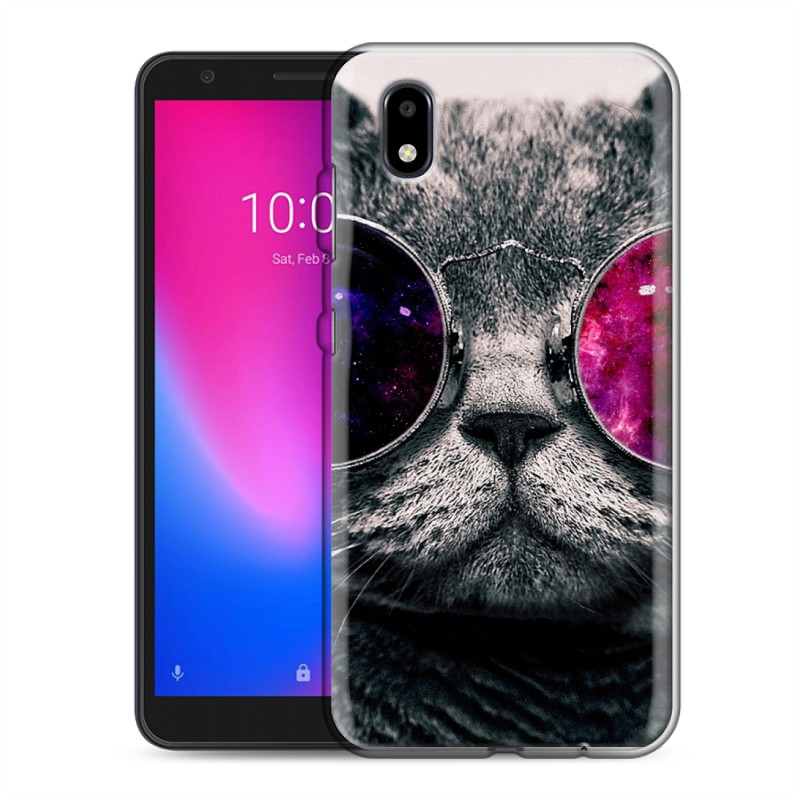 фото Дизайнерский силиконовый чехол для zte blade a3 (2020) неоновый кот 100gadgets
