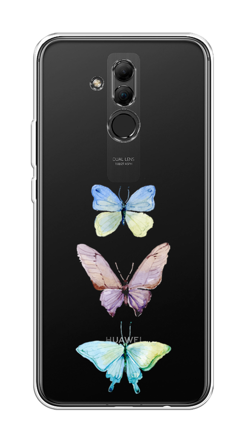 

Чехол на Huawei Mate 20 Lite "Акварельные бабочки", Бирюзовый;розовый, 66650-1
