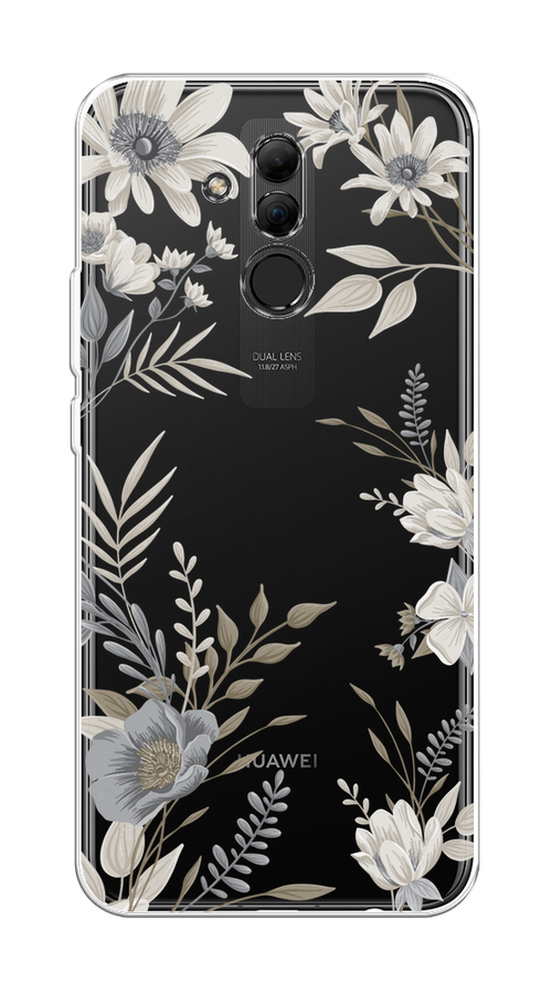 

Чехол на Huawei Mate 20 Lite "Цветы сепия", Серый;прозрачный;зеленый;белый, 66650-1