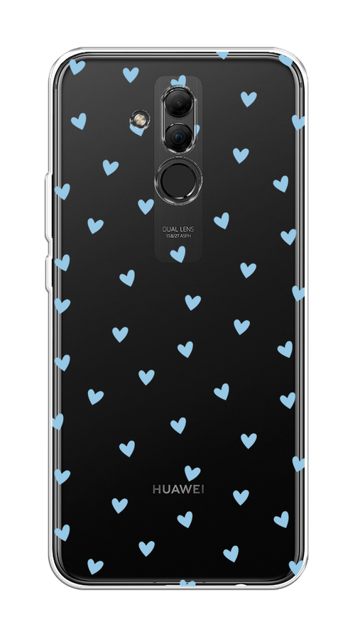 

Чехол на Huawei Mate 20 Lite "Голубые сердечки паттерн", Голубой;прозрачный, 66650-1
