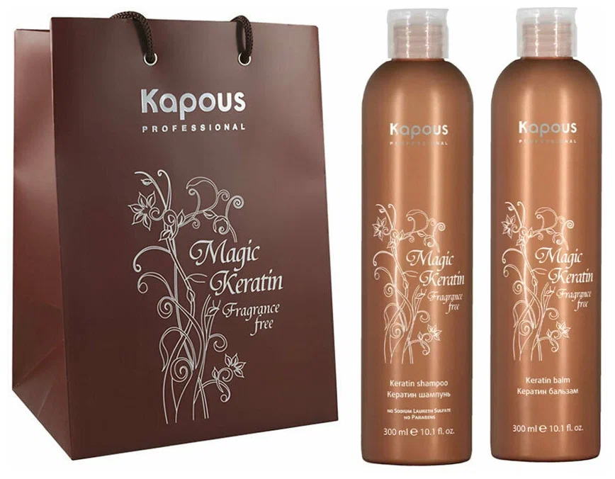 Набор средств для волос Kapous magic keratin шампунь 300 мл бальзам 300 мл
