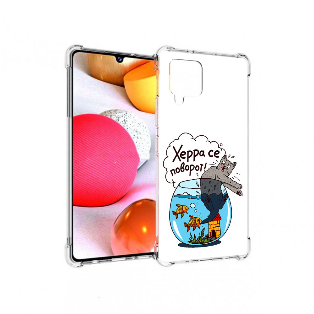 

Чехол MyPads Tocco для Samsung Galaxy A42 Рыбы с котом (PT226910.539.149), Прозрачный, Tocco