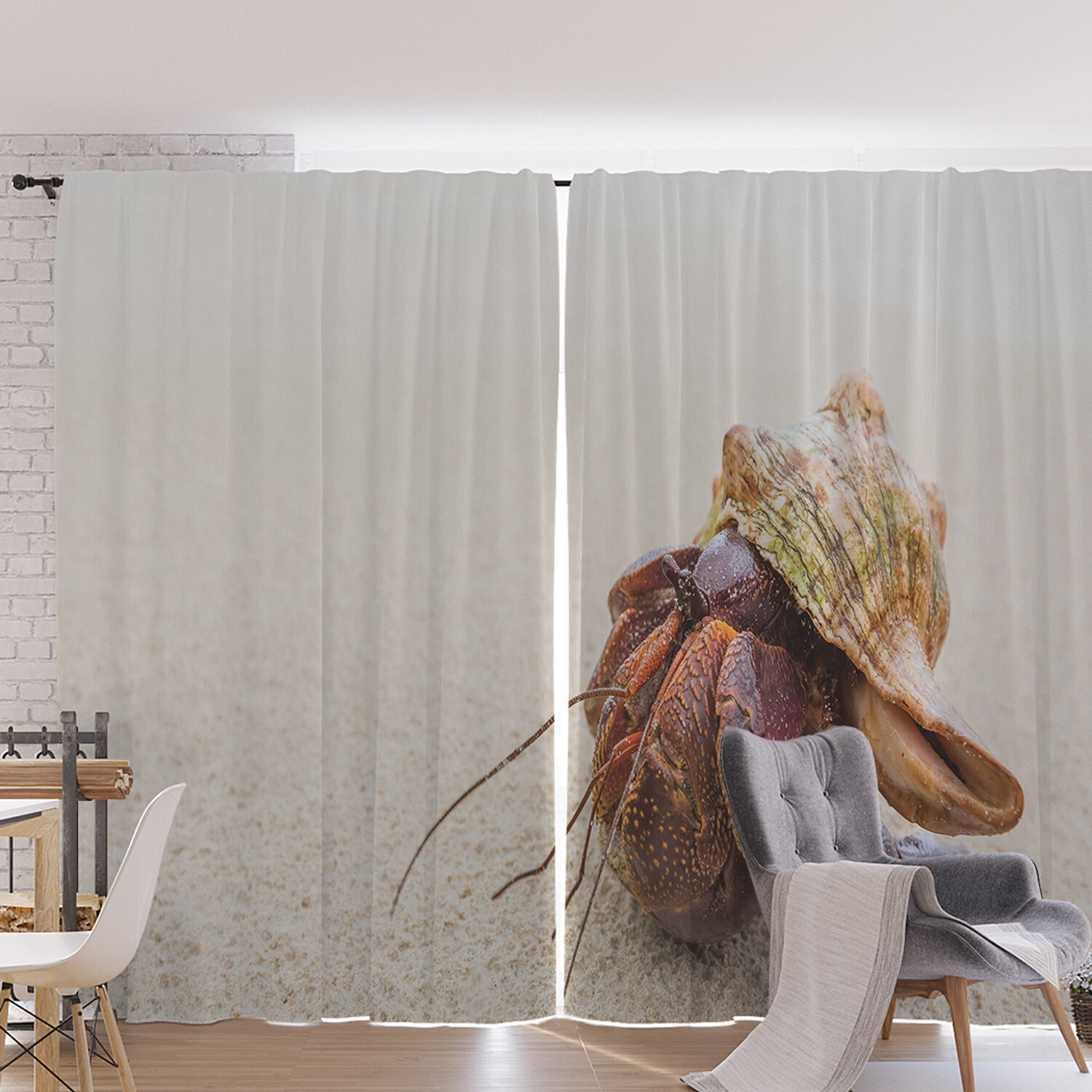 

Шторы под лён JoyArty "Маленький рак-отшельник", серия Oxford DeLux, 340х265 см, Маленький рак-отшельник