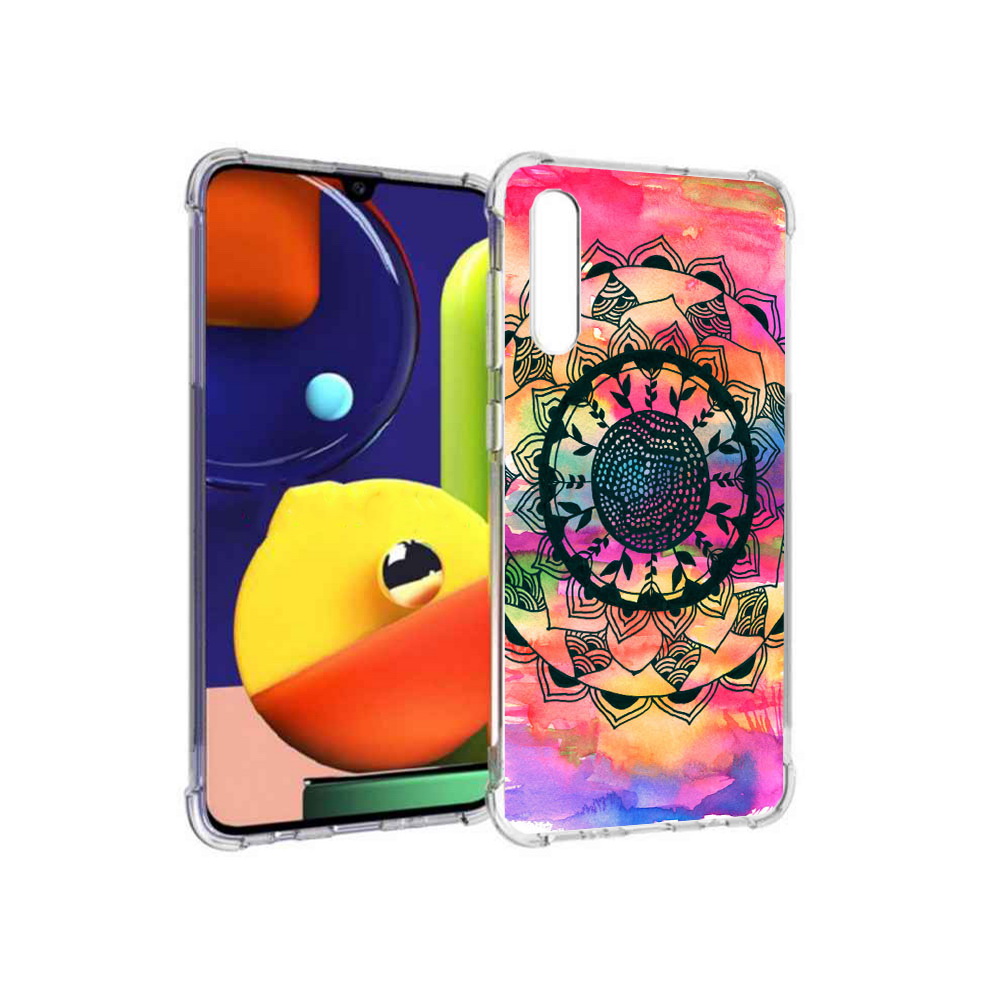 

Чехол MyPads Tocco для Samsung Galaxy A70 яркая абстракция круглый цветок, Прозрачный, Tocco