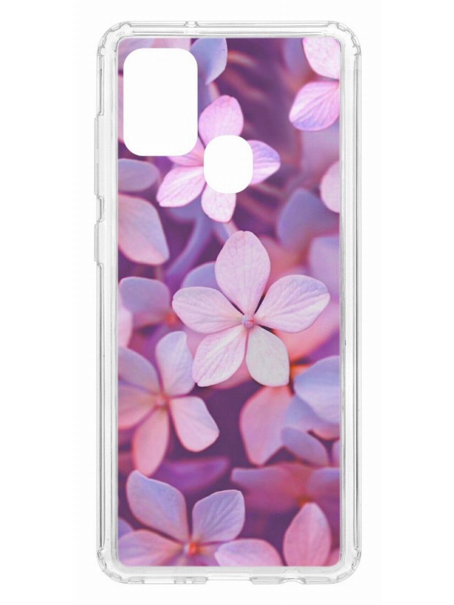 

Чехол на Samsung Galaxy A21S Kruche Print Гортензия, Прозрачный;разноцветный;черный;белый