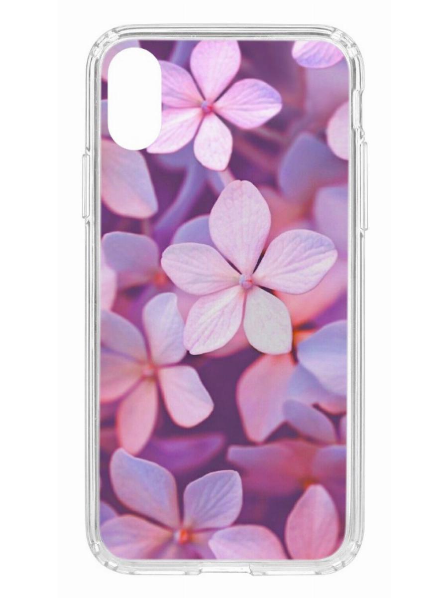 

Чехол для Apple iPhone X/XS КRUЧЕ Print Гортензия прозрачный с рисунком