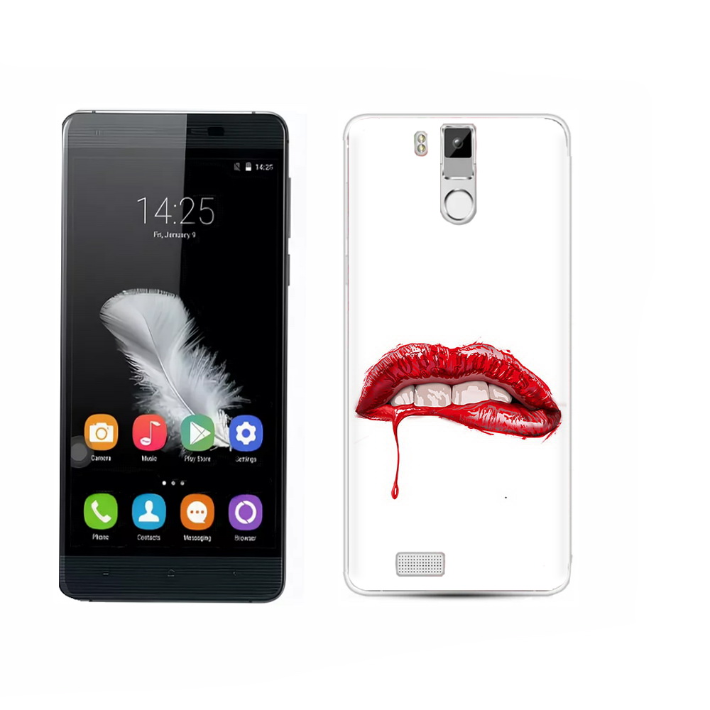 

Чехол MyPads Tocco для Oukitel K6000 Pro яркие красные губы, Прозрачный, Tocco