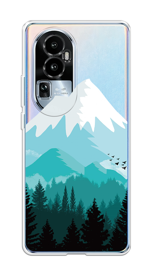 

Чехол на Oppo Reno 10 "Синяя снежная гора", Белый;голубой;бирюзовый, 2514550-2