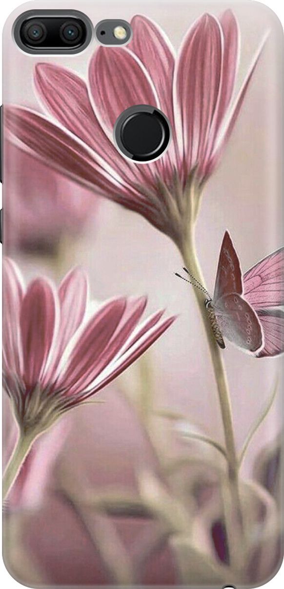 

Силиконовый чехол на Honor 9 Lite с принтом "Бабочка на розовом цветке", Бежевый;розовый, 4455