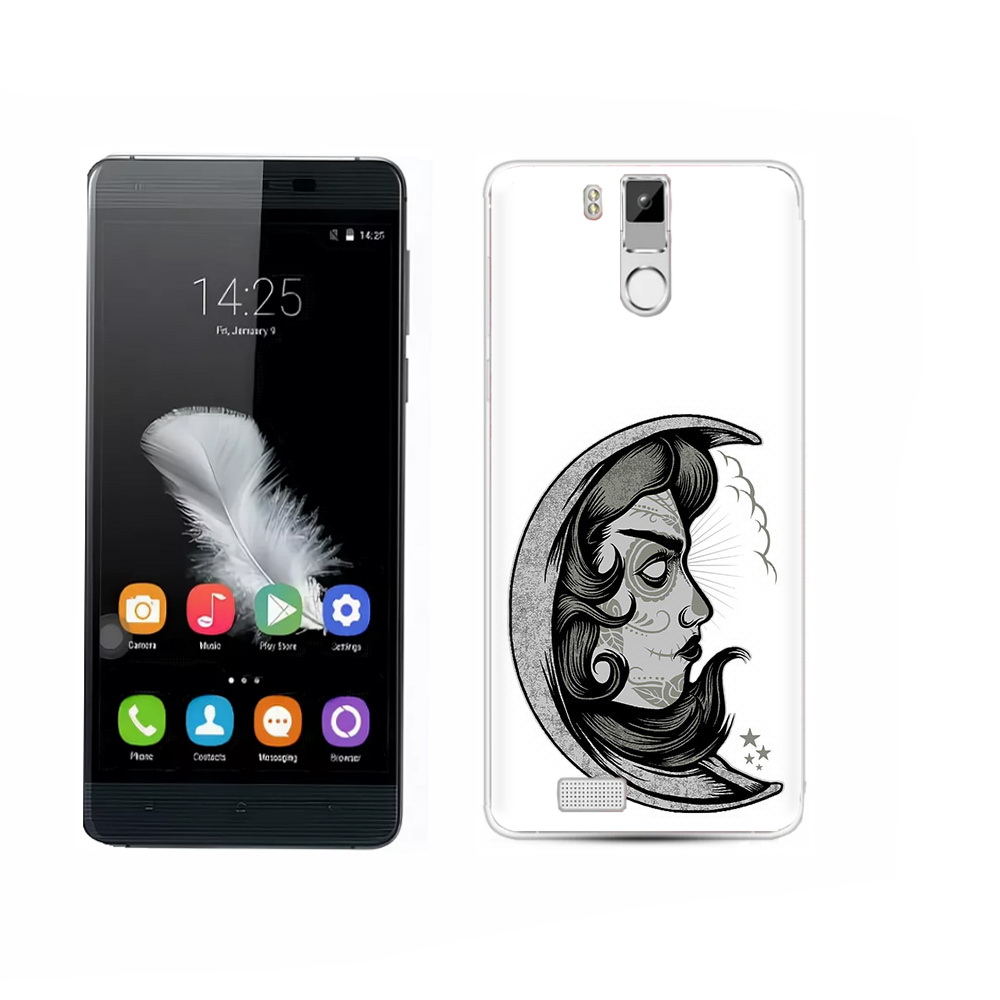

Чехол MyPads Tocco для Oukitel K6000 Pro черно белая луна с лицом, Прозрачный, Tocco