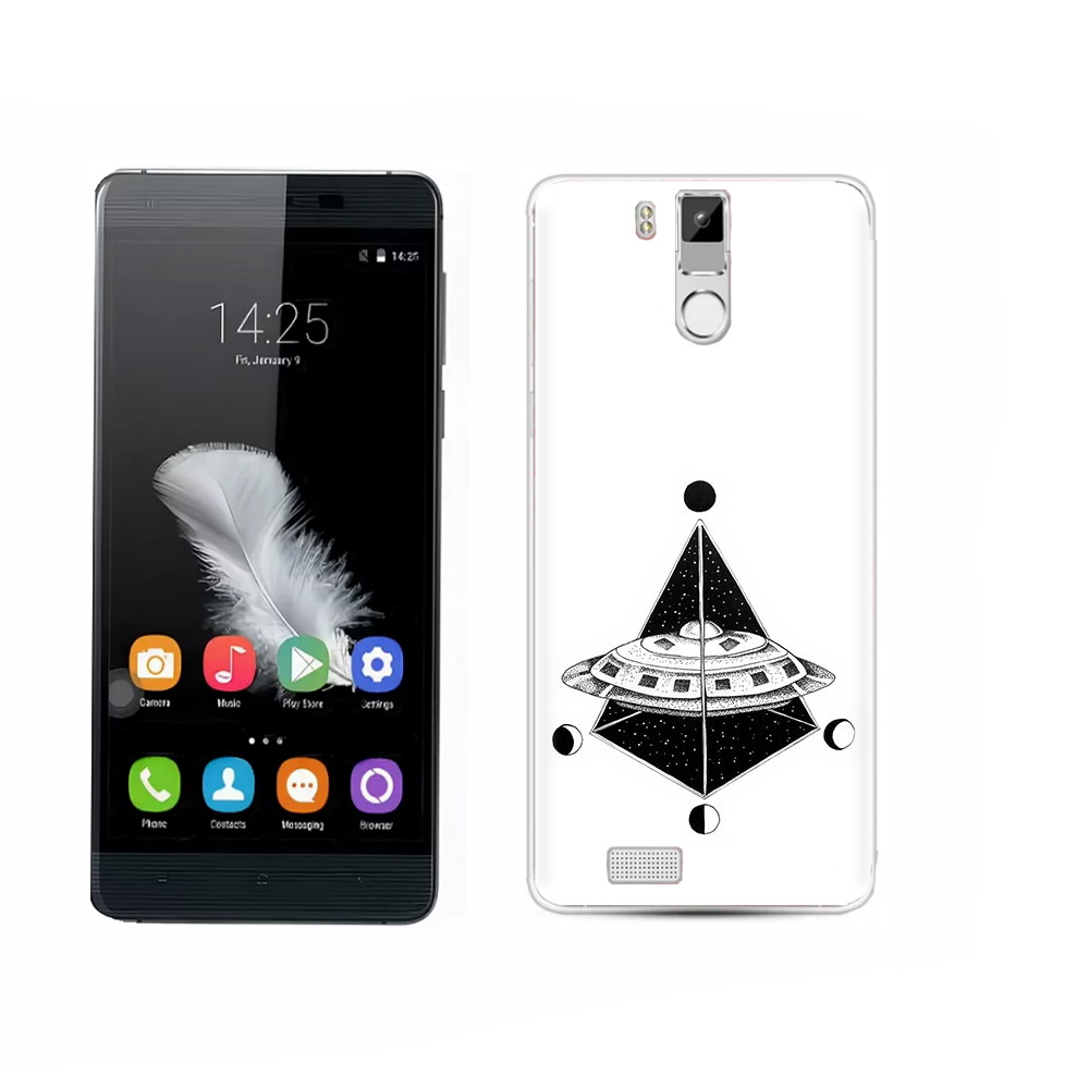 

Чехол MyPads Tocco для Oukitel K6000 Pro черно белая летающая тарелка, Прозрачный, Tocco