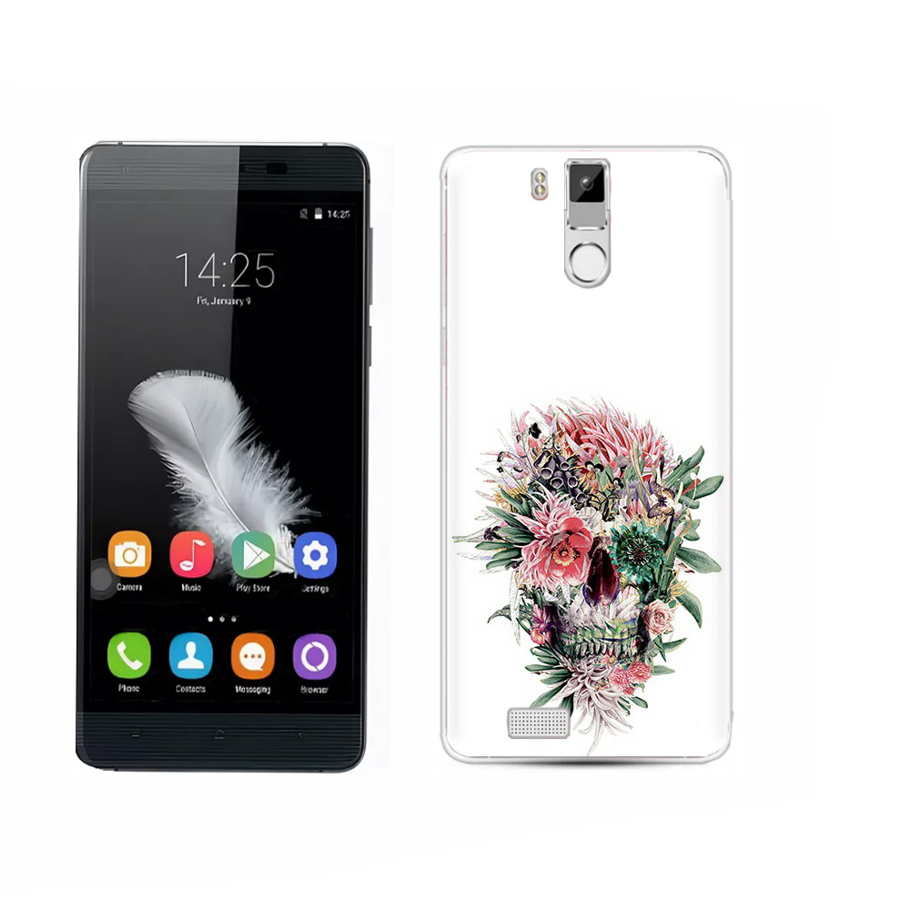 

Чехол MyPads Tocco для Oukitel K6000 Pro череп из цветов, Прозрачный, Tocco