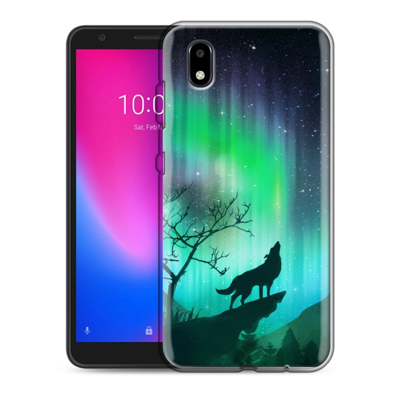 

Дизайнерский силиконовый чехол для ZTE Blade A3 (2020) Северное сияние и волк