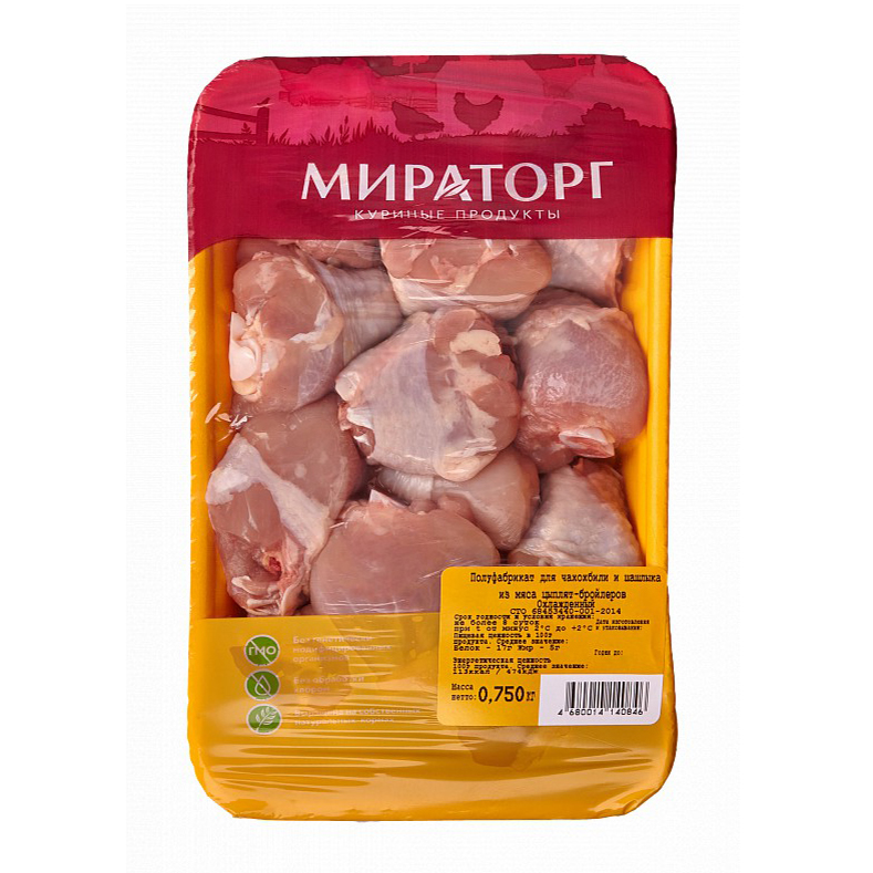 

Порционное мясо цыпленка-бройлера без кости чахохбили Мираторг охлажденное 750 г