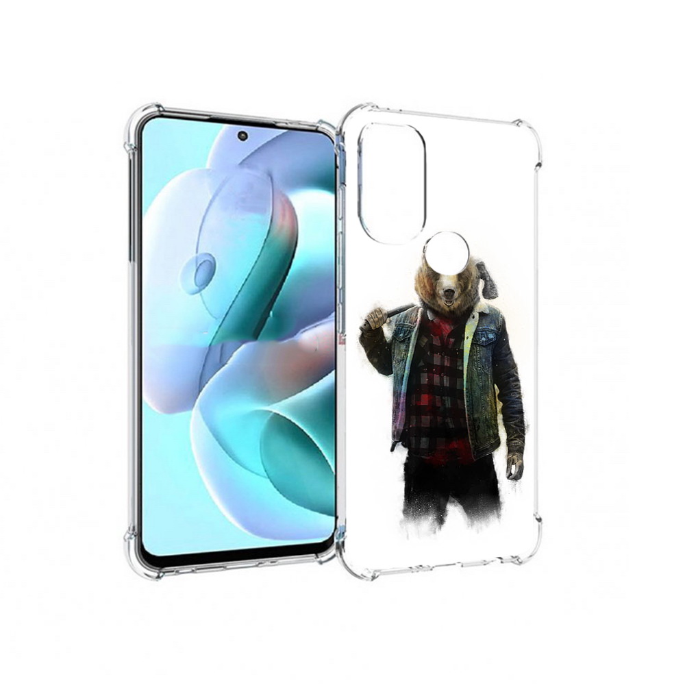 

Чехол MyPads Tocco для Motorola Moto G71 медведь с топором (PT227080.353.469), Прозрачный, Tocco