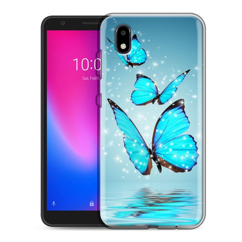 

Дизайнерский силиконовый чехол для ZTE Blade A3 (2020) Бабочки голубые