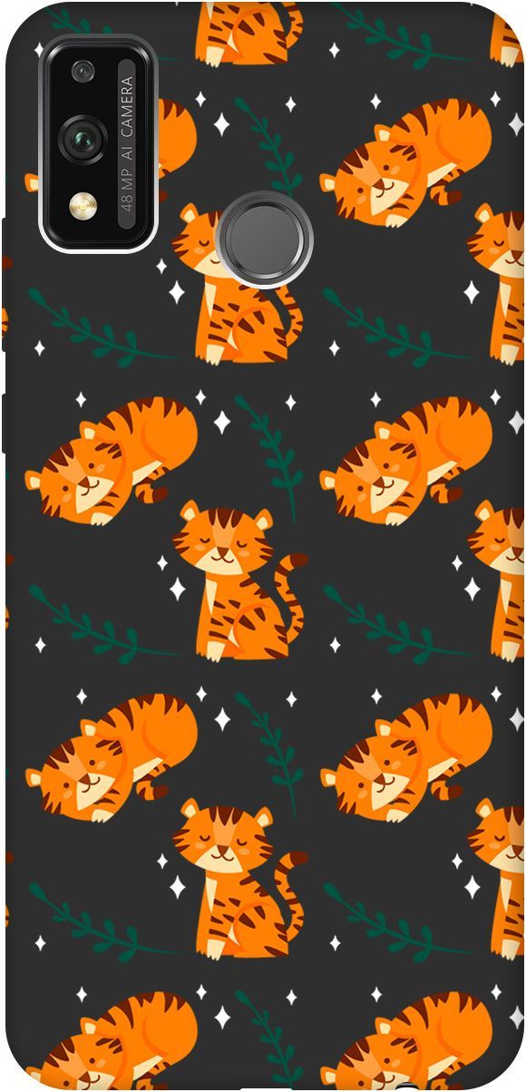 

Матовый чехол на Honor 9X Lite с принтом "Tigers" черный, Черный;белый, 8370