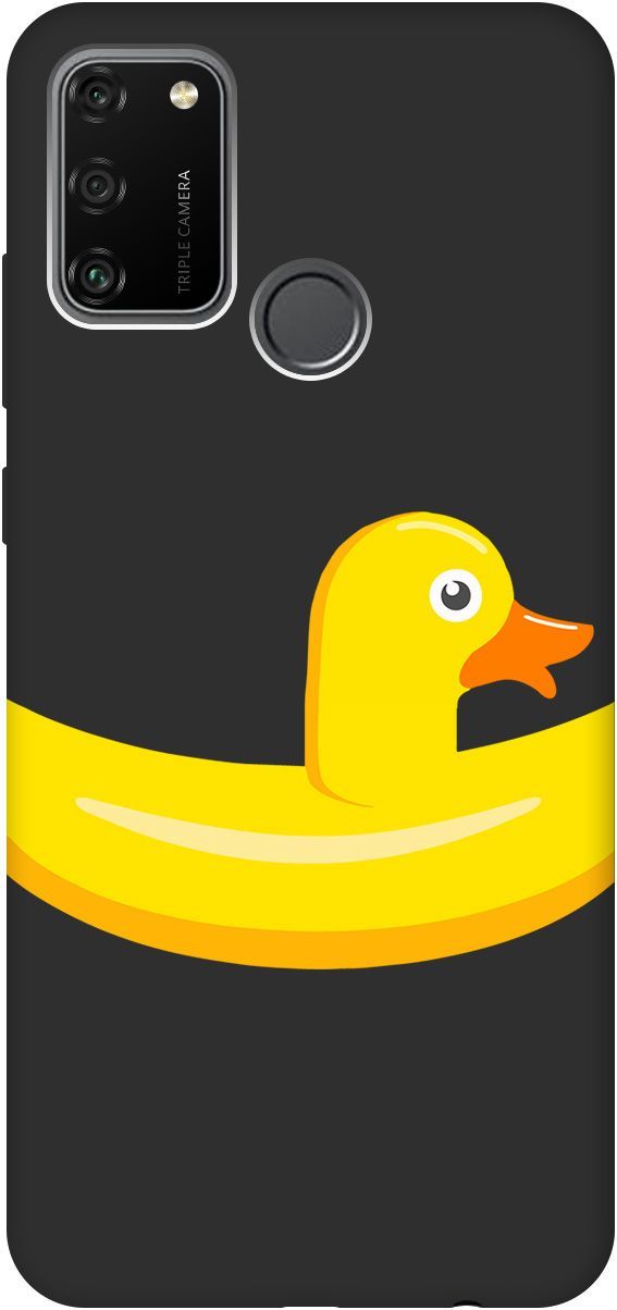 

Матовый чехол на Honor 9A с принтом "Duck Swim Ring" черный, Черный;белый, 8369