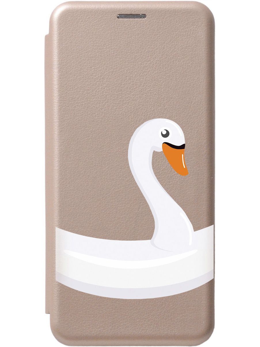 

Чехол-книжка на Honor 9 Lite с 3D принтом "Swan Swim Ring" золотой, Золотистый;белый, 5227