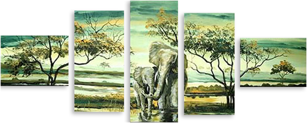 

Картина модульная на холсте Модулка Слон и слонёнок 150x65 см, 4127