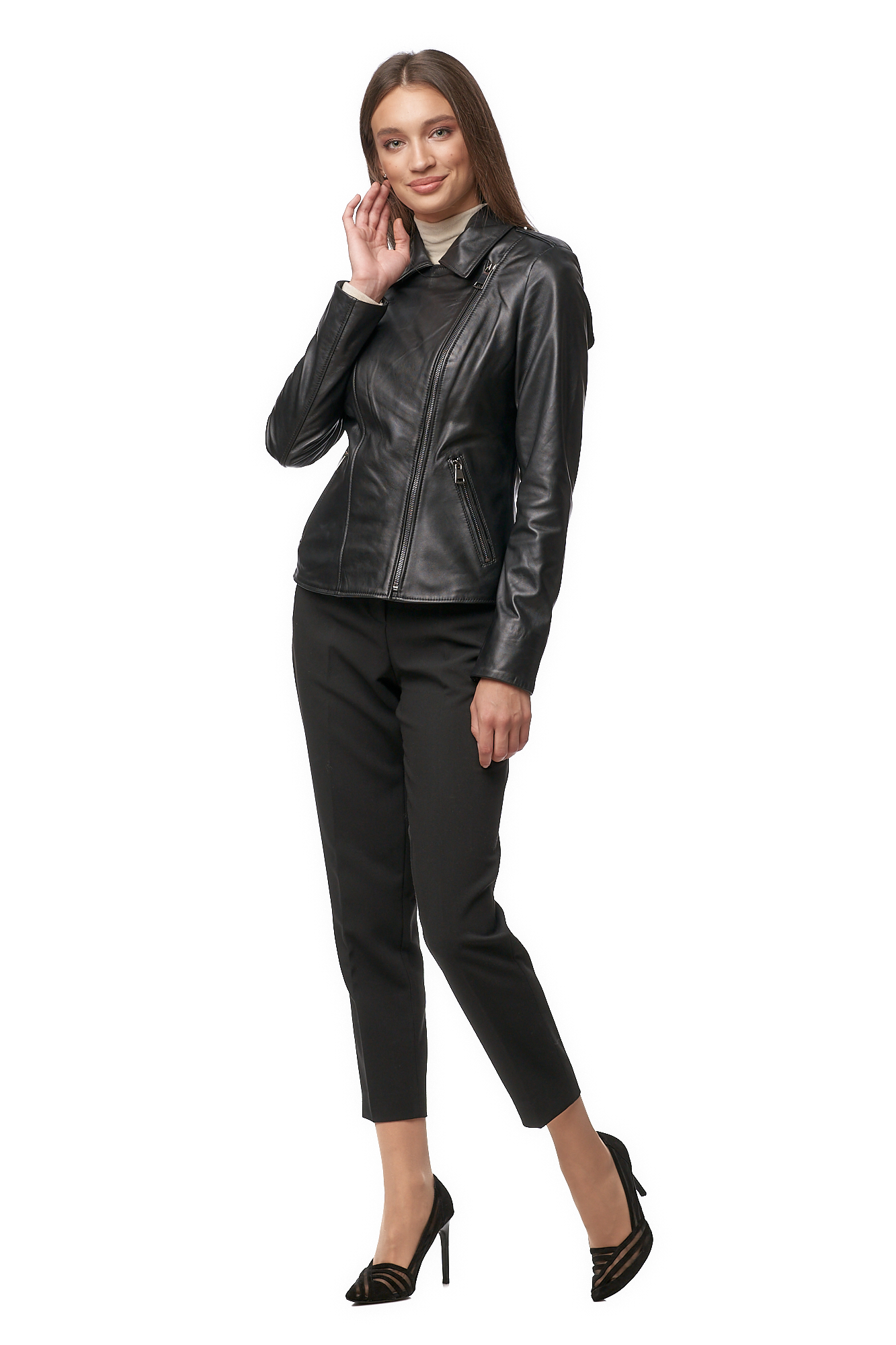 

Кожаная куртка женская МОСМЕХА 8013590 черная 52 RU, Черный, 8013590