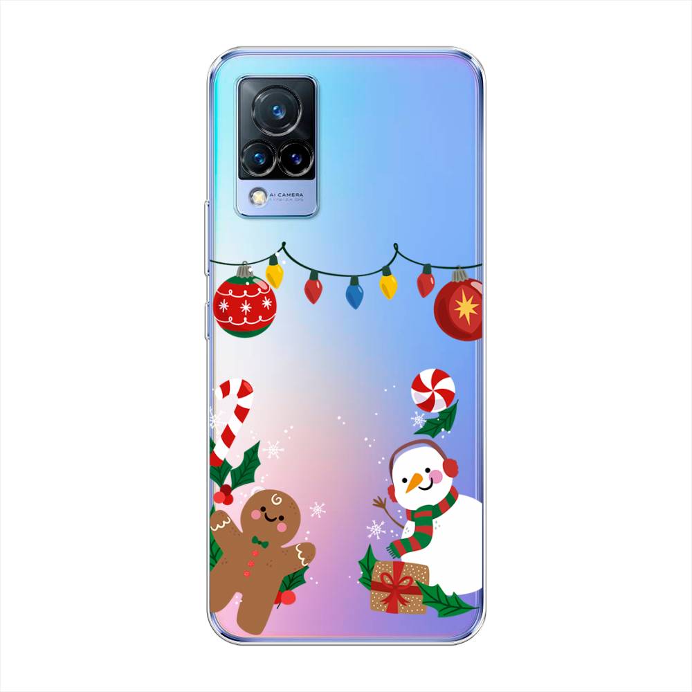 

Чехол на Vivo V21 "Новогоднее настроение", Коричневый;красный;зеленый, 264350-5