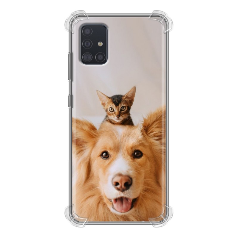 

Дизайнерский силиконовый чехол для Samsung Galaxy A51 Собака и котенок