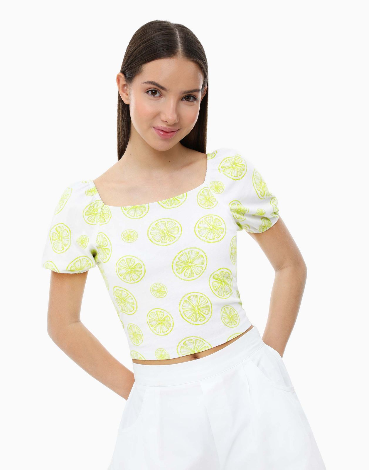 

Футболка для девочки Gloria Jeans GKT023863 белый/салатный 14+/164, Белый;зеленый, GKT023863